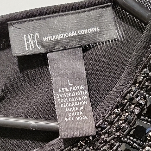 INC International Concepts Black Dress with Embellished Neckline - Picture 2 of 6